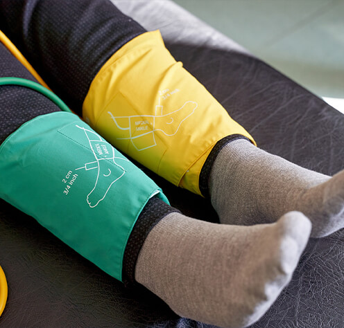 legs wearing compression stockings